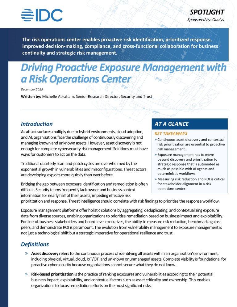 Driving proactive exposure management with a risk