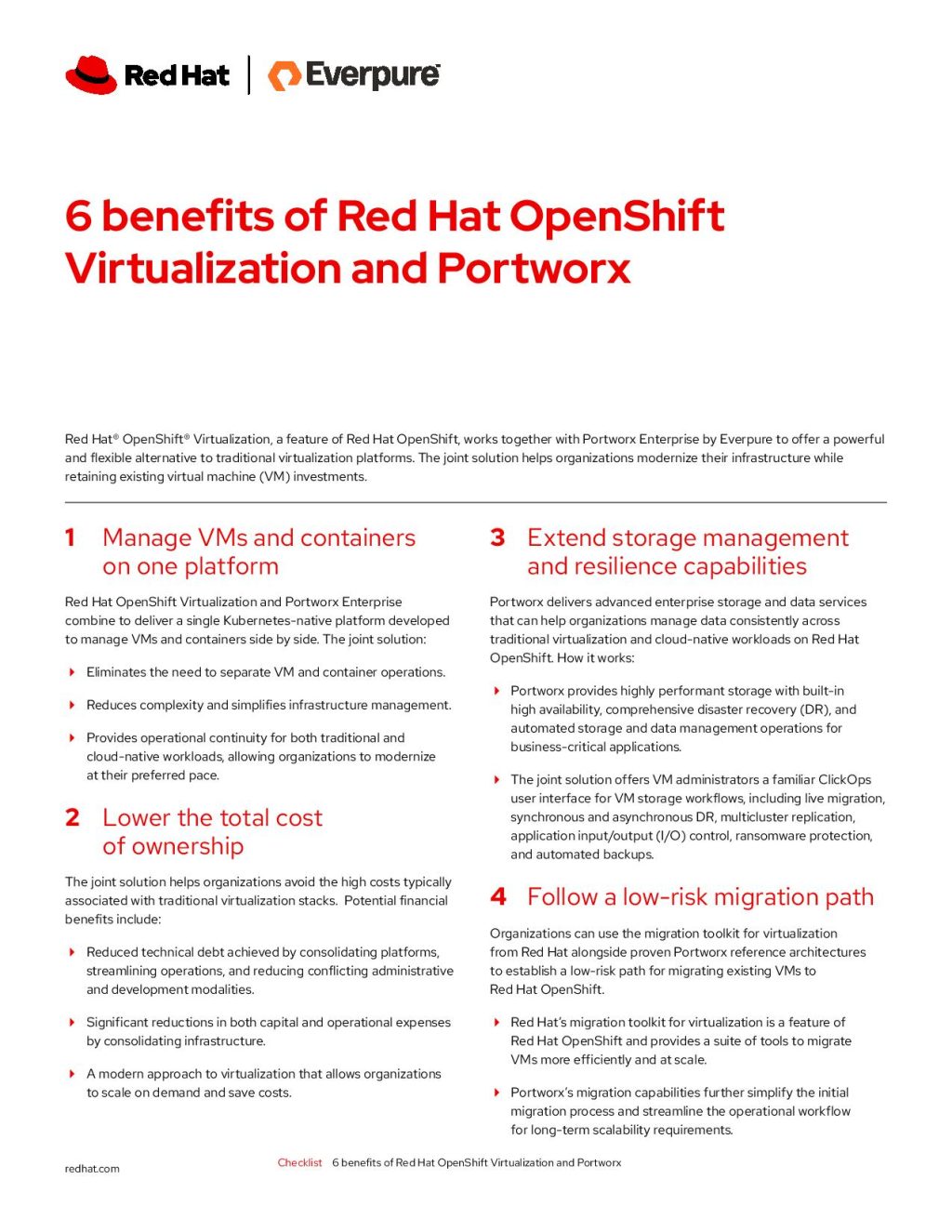Checklist 6 benefits of red hat openshift virtualization and portworx
